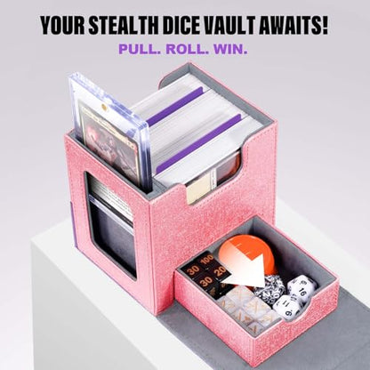 Kabinka Commander Deck Box for MTG with Metal Emblem, Card Deck Box with Dice Tray, Holds 100 Double-Sleeved Cards for TCG/PTCG, Cards Storage Case with 35PT Magnetic Card Holder (Pink& Purple, Lotus) - color: A4-Pink& Purple, Lotus