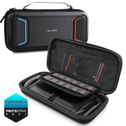 i-Blason Carrying Case for Nintendo Switch 2/Switch 1/OLED, Black | Waterproof, Hard Shell, Large Capacity, 12 Game Card Slots - color: Black