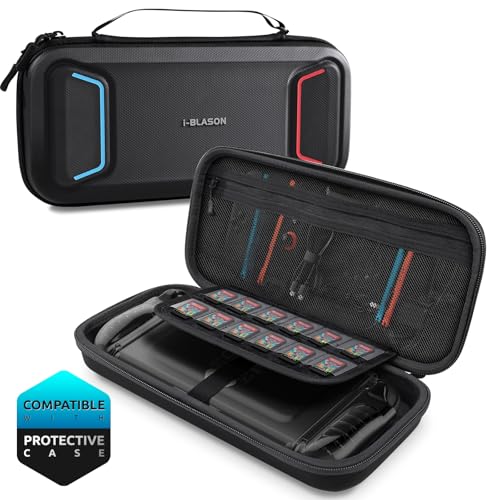 i-Blason Carrying Case for Nintendo Switch 2/Switch 1/OLED, Black | Waterproof, Hard Shell, Large Capacity, 12 Game Card Slots - color: Black