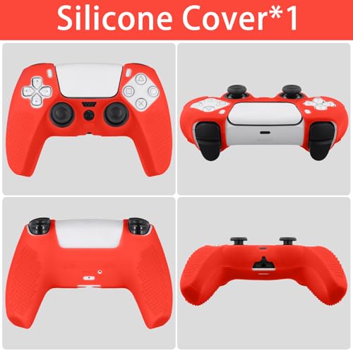 Baval Silicone Cover for Playstation 5 PS5 DualSense Wireless Controller | Scratch-resistant, Easy install, Silicone Construction, Portable Carrying Silicone Cover, Red Silicone Cover - color: Red Silicone Cover