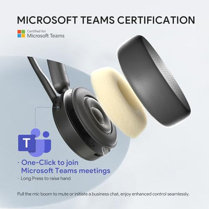 Yealink BH70 Mono Bluetooth Teams Headset with AI Mic for Work from Home PC | 3 Microphone Sound Isolation, Microsoft Teams & Zoom Certified, Compatible with Cisco Zoom Google, 35h Talk, USB-A dongle - color: Black (Teams), style: Mono (USB-C to A)