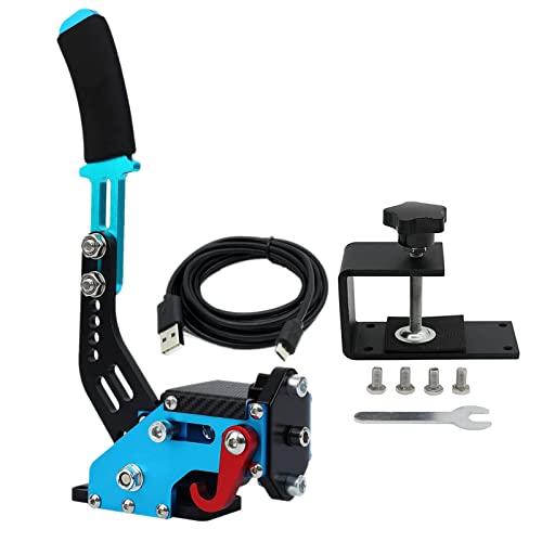 Obokidly Upgrade 3-in-1 Upgrade 4th GEN 64 Bit USB Handbrake Support G29 Only Compatible with PS5/PS4 And PC for Simracing Game Sim Rig (Handbrake With Clamp, Blue) - color: Blue, size: Handbrake With Clamp