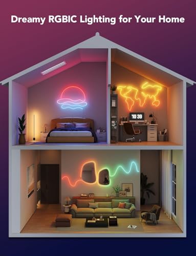 Govee RGBIC Neon Lights 32.8ft Works with Matter, Alexa, Google Assistant | LED Smart Neon Rope Light 2, Custom DIY Neon Strip Lights for Bedroom and Wall Decor, Softer Material, White - size: 32.8ft