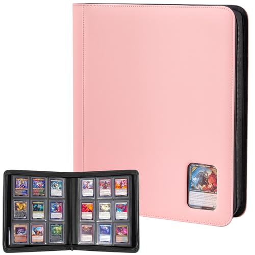 ProCase Top Loader Binder, 9 Pocket Holds 324 Toploaders, Pink | Non-PVC Pockets Waterproof PU Leather Binder for Trading Cards or Sports Cards, Compatible with TCG, MTG in 3"x4" Toploader - color: 6-Pink