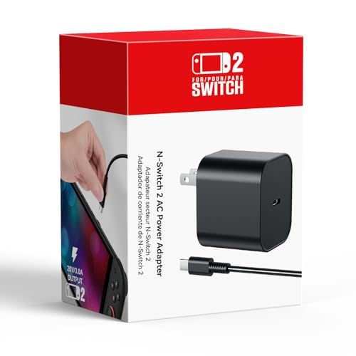 Switch 2 Charger - 60w AC Power Adapter for Nintendo 2/1, 5FT/1.5M UBC Cable, Support 4K TV Dock, PD3.0 Fast Charging Supply 20V/3A for Nintendo Wii Charger, [Replacement for OEM Switch2 Charger] - size: 5FT