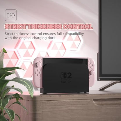 PlayVital Protective Case for Nintendo Switch 2 - Cute Dockable Hard Case Shell for Switch 2 with Thumb Grip & Sticker & Button Caps, Anti-Scratch & Shockproof Cover Skin - Cherry Blossoms Pink - color: Cherry Blossoms Pink