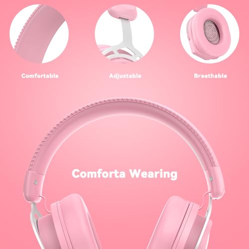 IMYB A88 Pink Gaming Headset with Mic for Ps5, Ps4, Pc Xbox One Series X/s | Stereo Wired Noise Cancelling Headphones with Microphone for Switch Computer, Laptop, Mac, Nintendo, Games (Pink)) - color: Pink