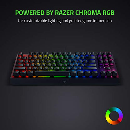 Razer BlackWidow V3 TKL Mechanical Gaming Keyboard, Yellow Switches, Black | Linear & Silent Mechanical Switches, Chroma RGB Lighting, Compact Form Factor, Programmable Macros - size: Keyboard