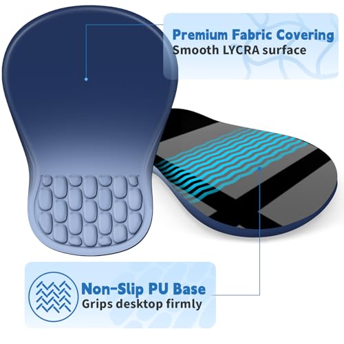 YIWEI Ergonomic Mouse Pad with Wrist Rest for Carpal Tunnel Pain Relief | Memory Foam Wrist Support,Non-Slip Rubber Base, Keyboard Computer Mousepad,Lycra Cloth Surface,Gaming Home Office - color: Gradient Blue