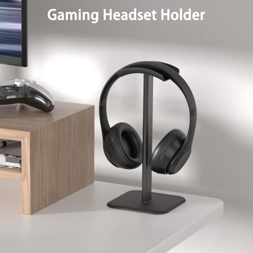 Headphone Stand for Desk - Headset Stand Headphone Holder (Black) | with Aluminum Hanger and Plastic Headrest, headphone holder for AirPods Max, Sony, Bose, Beats and More - color: Black