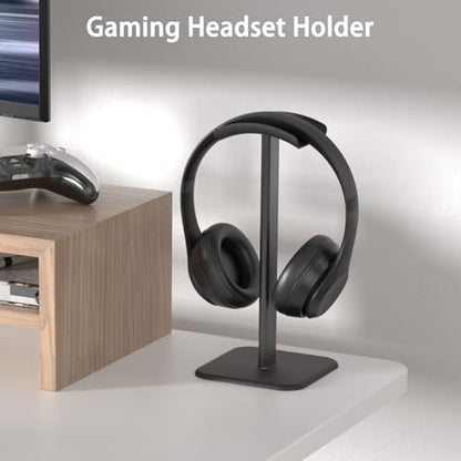 Headphone Stand for Desk - Headset Stand Headphone Holder (Black) | with Aluminum Hanger and Plastic Headrest, headphone holder for AirPods Max, Sony, Bose, Beats and More - color: Black