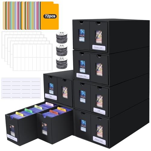 Card Storage Box, 11000+ Trading Card Storage 2000+ Toploader Card Storage Box for Commander Display,with 72 Dividers, Labels & Tapes,Fit for TCG, PTCG, MTG - color: 2-12 Boxes