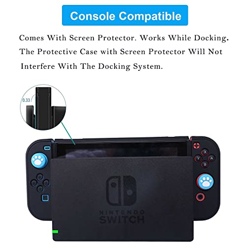 Dockable Case for Nintendo Switch - COMCOOL 3 in 1 Protective Cover Case for Nintendo Switch and Joy-Con Controller with Screen Protector and Thumb grips - Black - color: Black