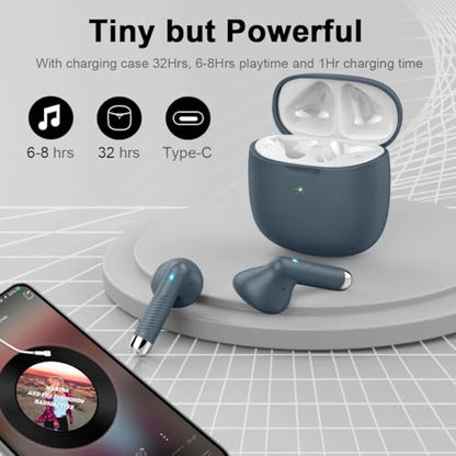 Wireless Earbuds, Bluetooth 5.4 Headphones in Ear with Noise Cancelling Mic | Bluetooth Earbuds Stereo Bass, IP7 Waterproof Sports Earphones, 32H Playtime USB C Charging Ear Buds Gray for Android iOS - color: Dark Gray