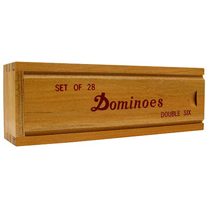 Double Six Dominos - 28-Piece Ivory Dominos Set for Adults and Kids - Classic Number Table Games Game for Family with Wooden Storage Case by Hey Play - style: 28 Piece