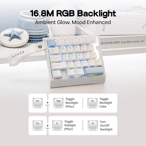 MechLands AJAZZ AK029 One Handed Gaming Keyboard, 8Khz Polling, 29 Keys Rapid Fast Wired Keyboard, SOCD & DKS, Magnetic Switch, Adjustable Actuation, RGB Backlits, Aluminum Plate (White Blue) - color: White Blue
