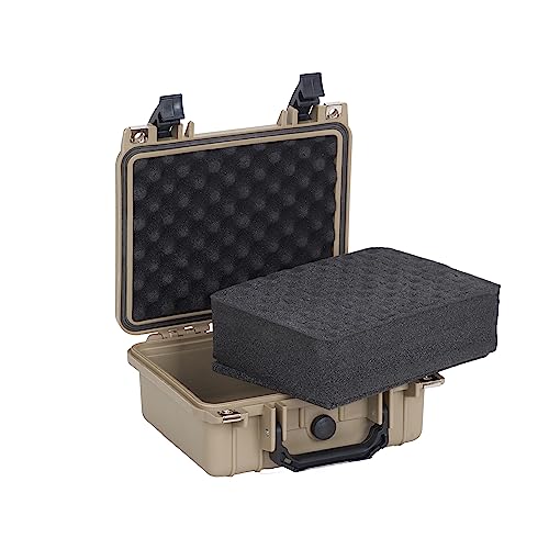 MEIJIA Portable All Weather IP67 Waterproof Protective Case,Hard Camera Case,Dry Case with Customizable Foam,Fit Use Of Drones,Camera,Equipments,10.62 x9.68x4.87inches - color: Desert Tan