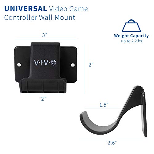 VIVO Universal Video Game Controller Wall Mount Holders, Compatible with PlayStation, Xbox, NVIDIA, Nintendo Switch Controllers, and More, 2-Pack, Black, MOUNT-GM01C - color: Black