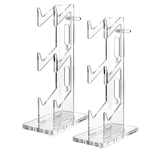 2PACK Controller Stand 3 Tiers, Universal Controller Holder Headphone Stand, Acrylic Controller Display Stand Compatible with Xbox, PS5, PS4, NS - Ideal Desk Mount for Gamers (Transparent) - color: Transparent 2PACK