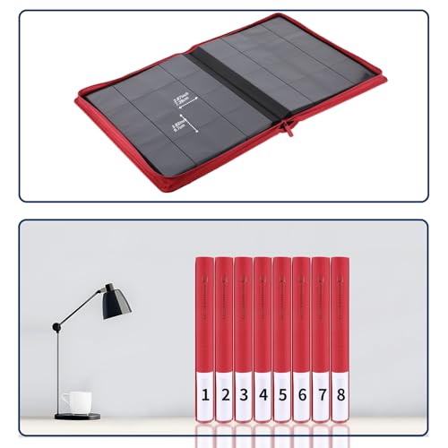 Snekdy premium 1024-pocket trading card binder, Card Albums 16 pockets, waterproof PU-leather Cover album with side loading, holds gaming, baseball (Red) - color: Red