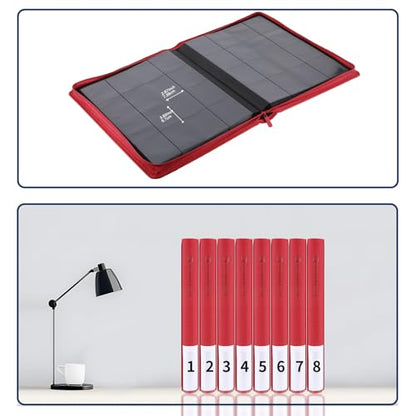 Snekdy premium 1024-pocket trading card binder, Card Albums 16 pockets, waterproof PU-leather Cover album with side loading, holds gaming, baseball (Red) - color: Red