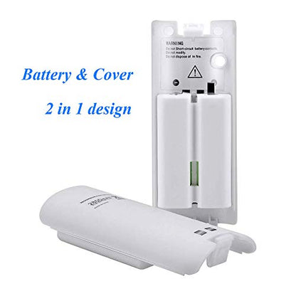 Wii Batteries Pack Rechargeable for Wii Controller, 2 Pack Rechargeable Batteries for Wii U and Replaceable for WiiU Remote Controller White - color: White