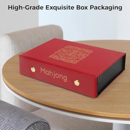 Mahjong Set, 146pcs Chinese Mahjong Tile Set Quality Mahjong Tiles | 1.18" Travel Size with Exquisite Storage Box Easy to Carry, Instruction Included Mah Jongg Sets for Family Friends Gatherings - size: Travel