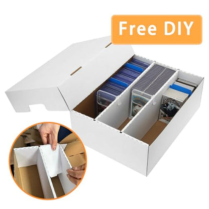 3 Row Trading Card Storage Box – Holds 2400 Cards, Fits Toploaders & Magnetic Cases, Includes 100 Sleeves, 16 Dividers & 6 Supports – Sport Card Organizer - style: 2 pack