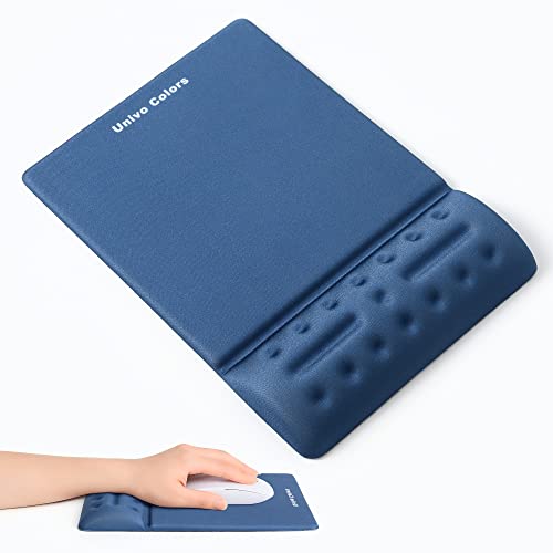 Navy Blue Mouse Pad with Wrist Support Ergonimic Wrist Rest Gel Wrist Pad for Mouse Computer Laptop Desk Office Gaming Desktop Soft Memory Foam Fiber Small Mousepad Gel Rest - color: MW_Navy
