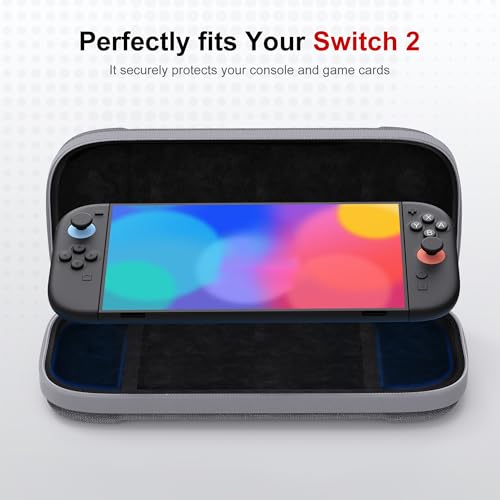 STARTRC GAMES Slim Carrying Case for Nintendo Switch 2 2025, Hard Shell Travel Case with 12 Game Card Slots, Portable Carry Bag for Switch 2 Console Gray - color: Gray