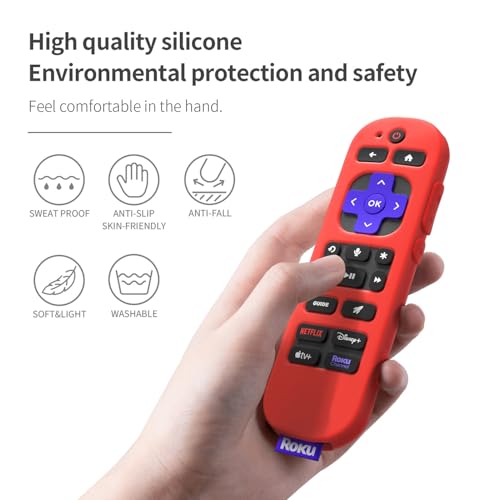 Silicone Case for Roku Voice Remote Pro 2nd Ed. - Protective Shockproof Skin with Lanyard (Red) - color: red
