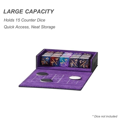 Pocket Dice Box (Adventurer Module) - Built-in Life Tracker - Fits 15 Counter Dice (15 mm) or 30+ Unsleeved Cards - Stores Inside Adventurer - MTG, PTCG & More (2. Eclipse (Black/Purple)) - color: 2. Eclipse (Black/Purple)
