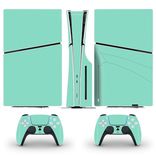 Solid Color Skin Wrap Compatible with PS5 Slim Disc Edition (Turquoise) | Console Cover Protective Sticker, Game Controller Vinyl Wrap - color: Turquoise