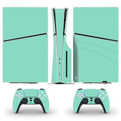Solid Color Skin Wrap Compatible with PS5 Slim Disc Edition (Turquoise) | Console Cover Protective Sticker, Game Controller Vinyl Wrap - color: Turquoise