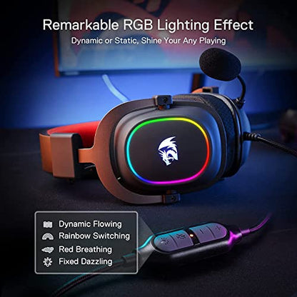 Redragon H510 Zeus-X RGB Wired Gaming Headset - 7.1 Surround Sound - 53MM Audio Drivers in Memory Foam Ear Pads w/Reliable Fabric Cover- Multi Platforms Headphone - USB Powered for PC/PS4/NS - color: Black H510 RGB