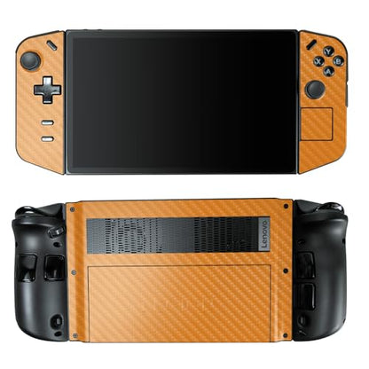 Carbon Fiber Gaming Skin Compatible with Lenovo Legion Go - Solid Orange - Premium 3M Vinyl Protective Wrap Decal Cover - Easy to Apply | Crafted in The USA by MightySkins - color: Solid Orange, style: Carbon Fiber Textured Finish