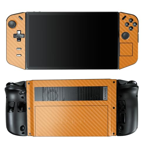 Carbon Fiber Gaming Skin Compatible with Lenovo Legion Go - Solid Orange - Premium 3M Vinyl Protective Wrap Decal Cover - Easy to Apply | Crafted in The USA by MightySkins - color: Solid Orange, style: Carbon Fiber Textured Finish