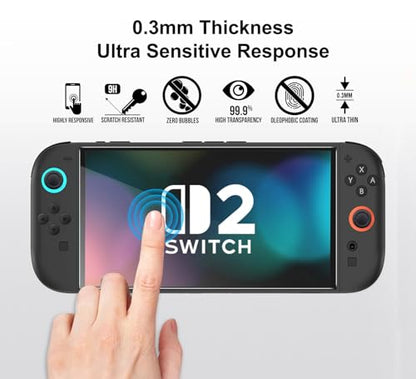 Carrying Case with Tempered Glass Screen Protector for Nintendo Switch 2, 10 Game Cartridges and Large Capacity for Accessories, Portable Hard Shell Handheld Travel Protective Pouch