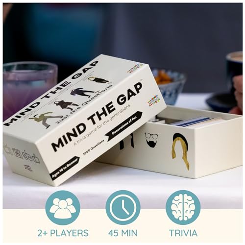 Spin Master Games Mind the Gap Just the Questions Family Trivia Game | 1000 New Generational Questions, Sparks Fun Family Conversations, Fun Choice for Family Game Night, 2+ Players, Ages 12+ - color: Multicolor