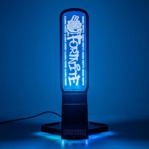 Paladone Fortnite 3-in-1 Headphone Stand and Tech Charging Station with Console Controller Cradle and 2 USB-C Ports, RGB Colour Changing Light Panel, Officially Licensed Gift for Gamers
