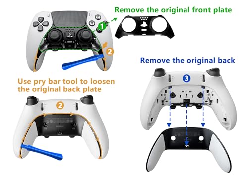 Replacement Back Shell Cover Trim for DualSense Edge Controller Compatible with PS5 DSE- Clip-On Housing with OEM-Spec Soft Rubber Grip, Fixes Yellowing & Peeling (White) - color: White