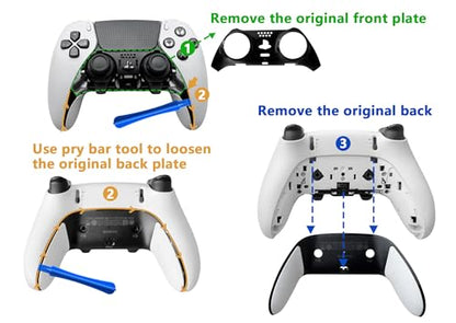Replacement Back Shell Cover Trim for DualSense Edge Controller Compatible with PS5 DSE- Clip-On Housing with OEM-Spec Soft Rubber Grip, Fixes Yellowing & Peeling (Black) - color: Black