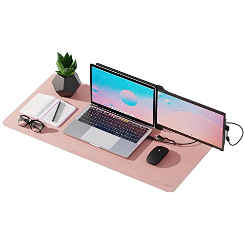 Mobile Pixels Desk Mat, Waterproof, Spill-Resistant (Coral Pink) | Non-slip base, Upscaled Stitched Large Extended PU Leather Protective Desk Mat for Keyboard, Mouse and Monitors 31.5"x15.75" - color: Coral Pink