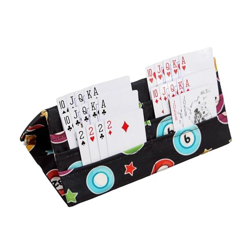 Hands-Free Folding Playing Card Holder for Bingo,Canasta, Family Game Night Accessory for Adult,Pull Tabs Card Holders for Canasta Poker Bridge Cards (Print)