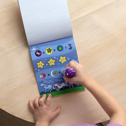 Melissa & Doug Sticker Wow!™ 24-Page Activity Pad and Sticker Stamper, 300 Stickers, Arts and Crafts Fidget Toy Collectible Character – Purple Unicorn - for Kids Ages 3+ - FSC Certified