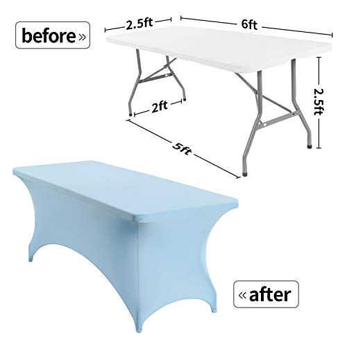 Peomeise 6FT Spandex Table Cover Rectangular Stretch Spandex Tablecloth (Blue Mist,6FT) - color: Blue Mist, size: 72" x 30" (Rectangle)