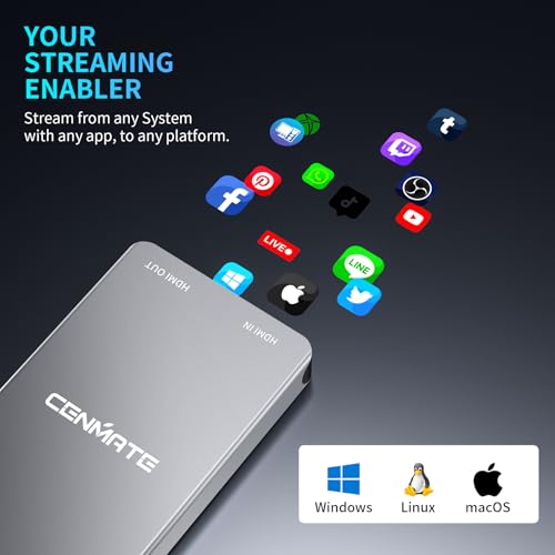 Aluminum HDMI Capture Card, USB 3.0 1080P 60FPS Audio Video Capture Card for Streaming/Gaming/Video Conference, 4K@60Hz Input & Pass-Through Capture Card for Nintendo Switch/PS5/Xbox/Camera/PC - size: 4K60Hz