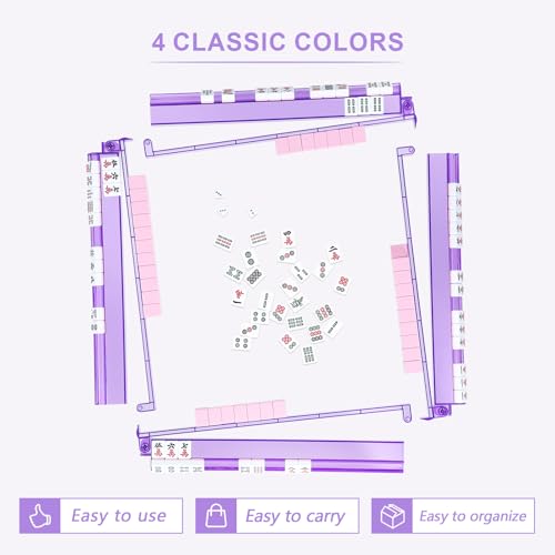 Mahjong Racks with Pushers 4PCS Set Majiang Tile Holder Acrylic Mahjong Racks Accessories and Gifts - color: Deep Purple