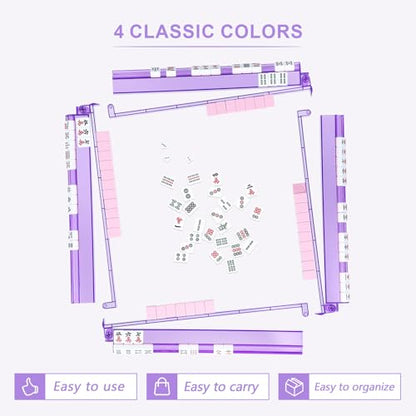 Mahjong Racks with Pushers 4PCS Set Majiang Tile Holder Acrylic Mahjong Racks Accessories and Gifts - color: Deep Purple