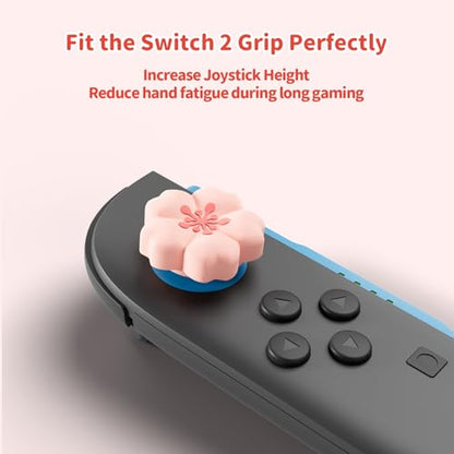 GeekShare Sakura Cross D-Pad Button Caps Thumb Grip Caps Set Compatible with Switch 2 / Switch 1, ABXY Key Buttons Sticker Cover Caps, Cherry Pink - size: Switch 2